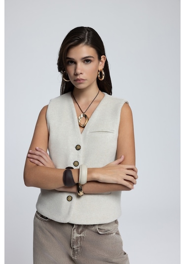 Mai Collection Mai Studios Co. Pace Bej Kısa Yelek Bej