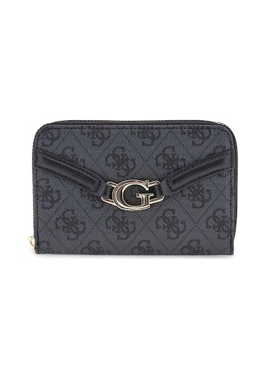 Kadın Access Logolu Fermuarlı Cüzdan - Siyah Antrasit