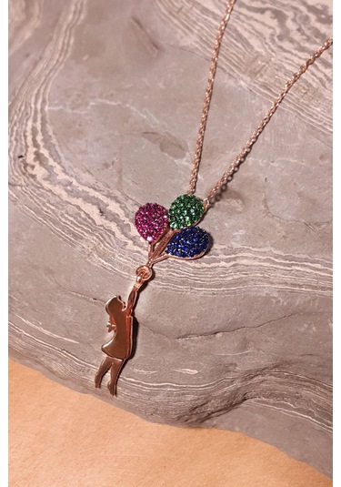 Gümüş Balonlu Kız Kolye Wsn262