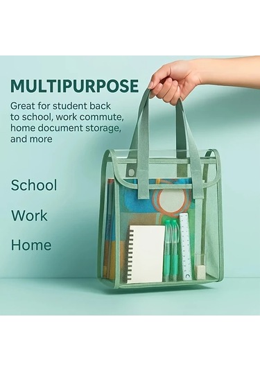 Tongdashop Dikey Mavi Genişletilebilir File Cepli Bohem Şeffaf Pvc Çanta Dikey Versiyon Mavi