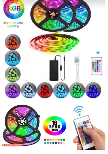 RGB KUMANDALI RGB ŞERİT LED TEK ÇİPLİ 5MT