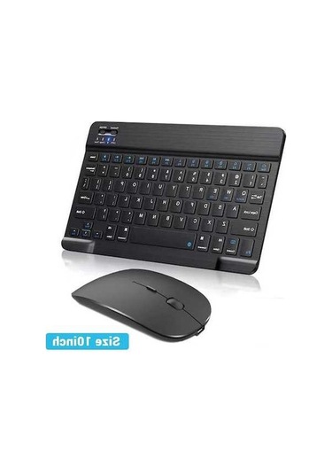 Willowhaven Bluetooth Kablosuz Klavye Fare Android Ios Samsung Xiaomi Tablet Için İpad Uyumlu Air Black Set French Language