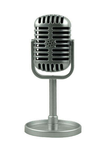 Padalink Retro Simülasyon Mikrofon, Film Ve Fotoğraf Çekimleri İçin Gerçekçi Sahne Propsu, Gümüş Rengi Oyuncağı