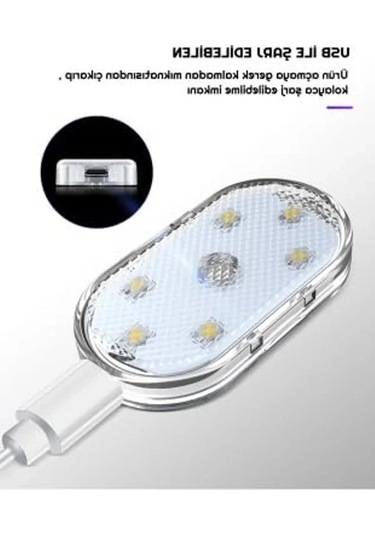 Mıknatıslı 7 Renk Değiştirebilen Mini 6 Led Lamba, Usb Şarj Edilebilir .