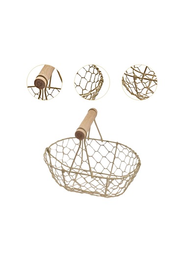 Suntek Tel Yumurta Sepeti Retro Rustik Demir Depolama Çiftlik Beyaz