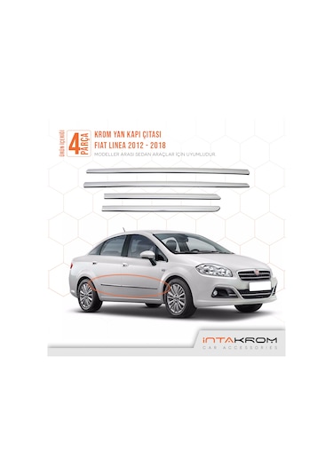 intakrom Fiat Linea Krom Yan Kapı Çıtası 4 Parça 2012 ve Üzeri