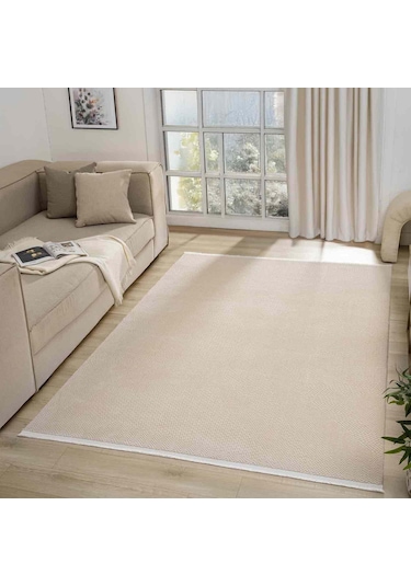 Bej Kabartmalı Soyut Modern Halı - Mk0556bjl
