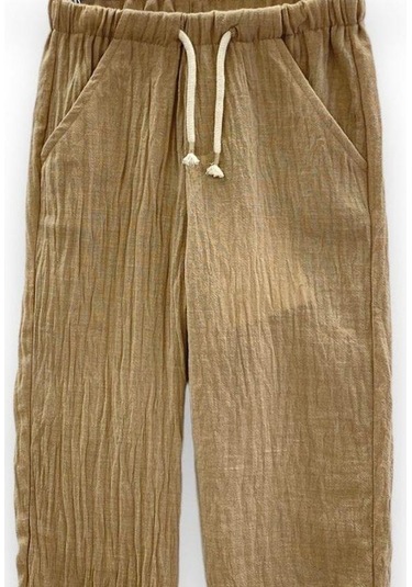 Çikoby Erkek Çocuk Keten Pantolon-14561 Bej