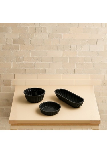 Safir Üçlü Kek Kalıbı Siyah