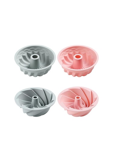 Soulader 6 Inç Silikon Kek Kalıbı Seti 4'lü Paket Yapışmaz Pişirme Kapları Fırın Ve Mikrodalga Uyumlu Pembe