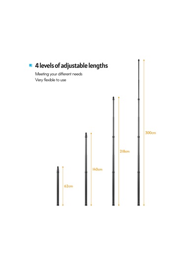 Teltree 3 Metre Uzunlukta Ayarlanabilir Karbon Fiber Selfie Çubuğu, Insta 360 One X/x2/r Ve Aksiyon Kameraları İçin Uyumlu