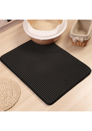 Su Geçirmez Kedi Kumu Mat Pad Premium Çift Kedi Kumu Kutusu Trapper Mat Pad Su Geçirmez Taban Katmanı İle Büyük Petek Eva Köpük Kauçuk 30x30cm
