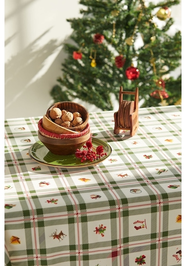 Yılbaşı Noel Figürlü Masa Örtüsü 140x240