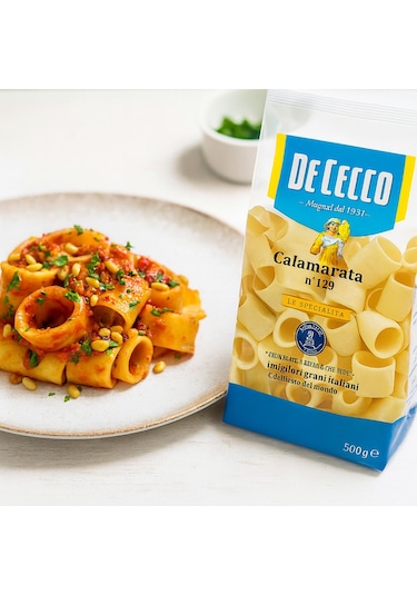 De Cecco Calamarata 500 G İtalyan Makarna, Sos Tutucu Halka Form