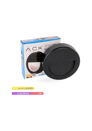 ACK 4W LED Duvar Apliği 3000K Günışığı Siyah Kasa Dekoratif Duvar Gün Işığı