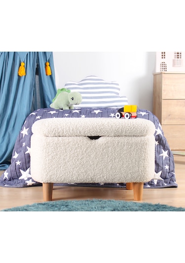 Yomme Çocuk Sandıklı Teddy Puf Beyaz