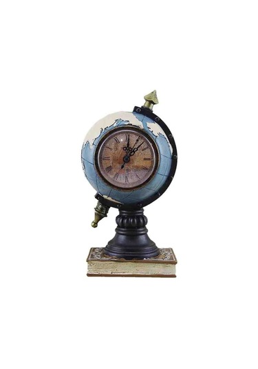 Dekoratif Antik Dünya Küre Masa Saati Nostalji Masaüstü Saat