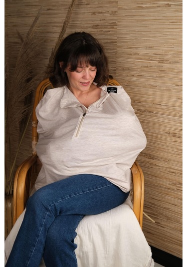 Pamuklu Puset Bebek Arabası Ve Emzirme Örtüsü Bej