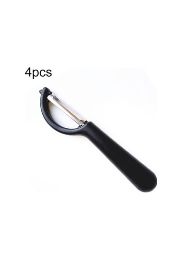 Rogfer 4 Adet Paslanmaz Çelik Yuvarlak Sap Soyucu Şeker Kamışı Kazıyıcı Meyve Uçağı Siyah , Boyut:4 Adet Elma Soyucu Bıçak Siyah Diğer Diğer