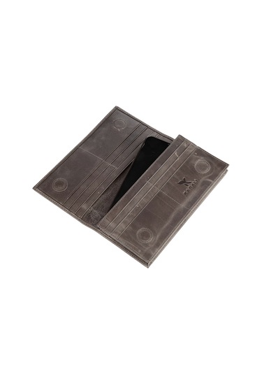 Karalı Hakiki Deri Unisex Portföy Gri Bc424-8 Gri