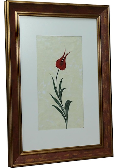 E38 El İşçiliği Kırmızı Lale Ebru Tablo 46 33 Cm-6459