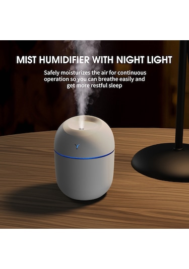 Wezone Usb Mini Nemlendirici 220ml - Sürekli/aralıklı Sprey Modları, Led Işık, 6 Saat Otomatik Kapatma, Masüstü Kullanıma Uygun
