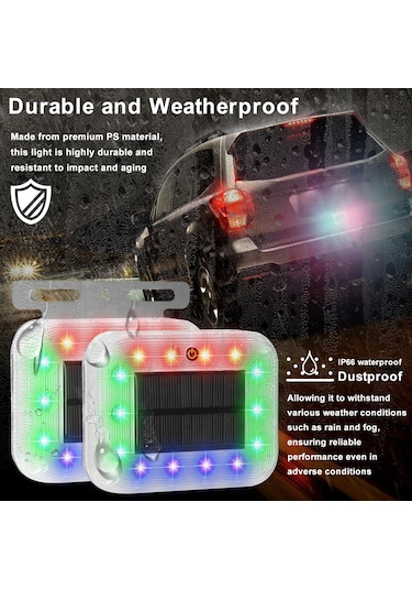 Dianziye Araç Güneş Enerjili Led Uyarı Lambası - 3 Flaş Modu, Ip66 Su Geçirmez, Yüksek Parlaklık, Li-poly Batarya, Kolay Kurulum Araçlar İçin