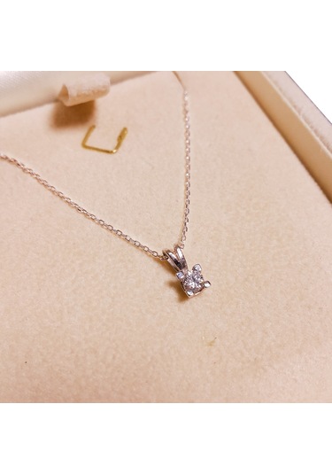 Chavin H Color 0.10 Carat Pırlanta Altın Tektaş Kolye  Cr53