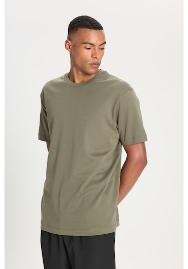 AC&Co / Altınyıldız Classics Erkek Hakı %100 Pamuk Modern Fit Normal Kesim Bisiklet Yaka Tişört Haki