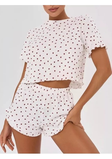 Mode Suraya Kalpli Kısa Pijama Takımı Ev Giyimi 249355925 Beyaz
