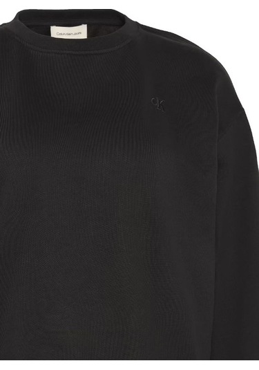 Kadın Rahat Kalıp Bisiklet Yaka Sweatshirt - Siyah Black