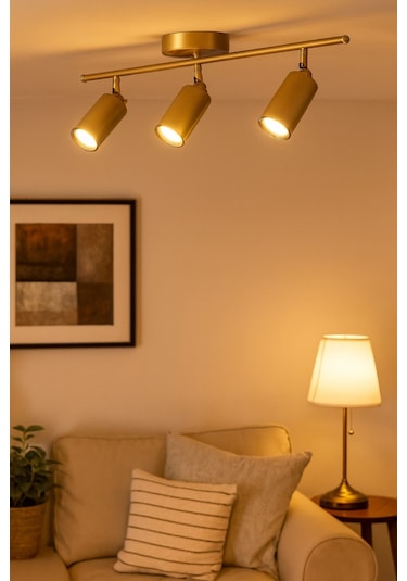 Spoti 3'lü Eskitme Renk Gün Işığı Modern Tasarım Salon - Mutfak - Banyo Spot Ledli Sıralı Avize Eskitme