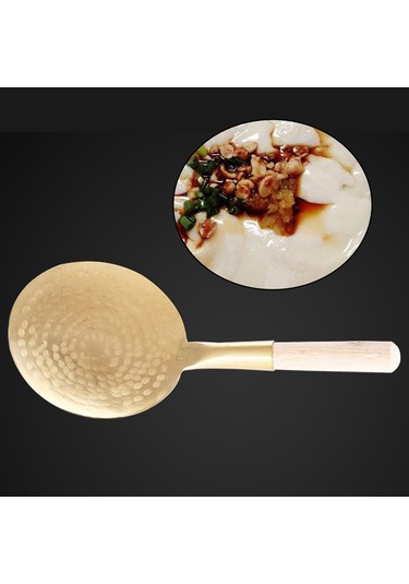 Suntek Ev Restoranı Için Yıkanabilir Ahşap Saplı Tofu Kepçe 10cm