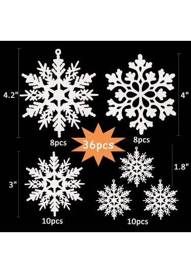 Ruicoo Beyaz Plastik Parıltılı Kar Taneleri - Noel Ağacı Dekorasyonu, Ev Dekoru, 36 Adet - Kolay Kullanım, Dayanıklı Malzeme İle Evinizi Konforlu Hale Getirin