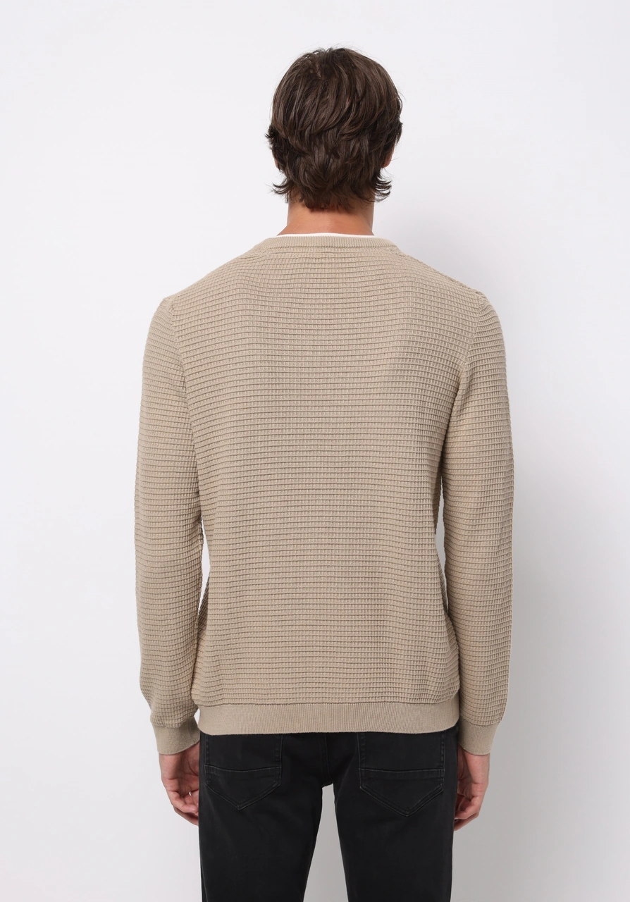 Colins Regular Fit Yuvarlak Yaka Jakarlı Erkek Bej Kazak Cl1076734 Q1.v2 Beı Bej