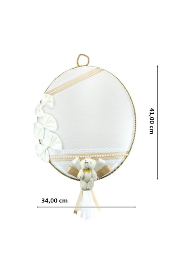 Süslebabypartystore Ipek Kumaş, Ayıcıklı Ve Isimli Oval Kapı Süsü Çok Renkli