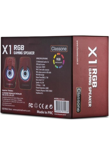 Classone X1 Red Rgb Gaming Hoparlör - Kırmızı
