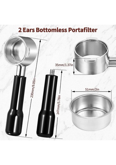 Dinosaurs Delonghi Ecp3420/ec155/bco430/ec260 Espresso Makinesi Için Filtre Sepeti İle 2 Kulak 51mm Dipsiz Portafilter 1 Adet