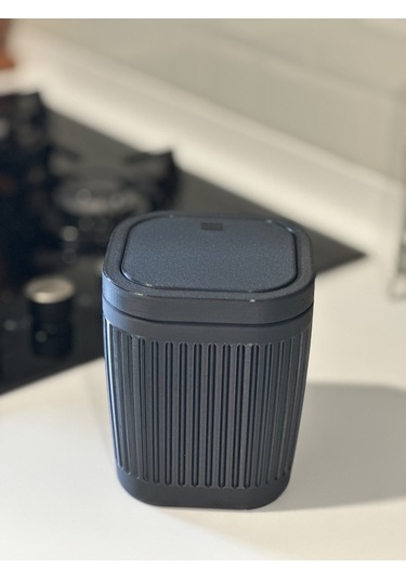 Marsel Dizayn Çöp Kutusu V2 Masaüstü - Mutfak - Banyo - Açılır Kapanır - Siyah - 15cm Siyah - Siyah