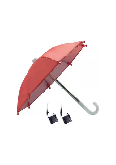 Ranyeek Motosiklet Telefon Şemsiyesi - Yağmur Ve Güneş Koruyucu, Kalın Polyester, 2 Bağlayıcı + 2 Zımba, Kırmızı Kırmızı