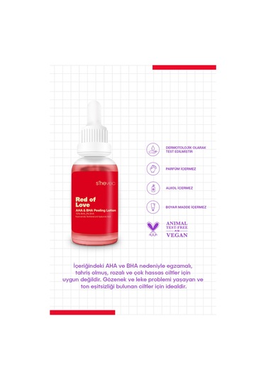 She Vec Red Of Love Bariyer Onarımı ve Güçlü Antioksidan Koruma Sağlayan Resurfacing Peeling Losyon 30 ML