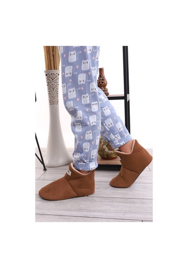 U001 Erkek Kadın Çocuk Ev Pandufu Botu Ev Ayakkabısı Hardal