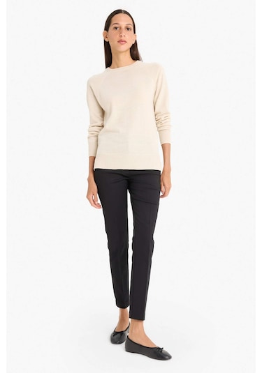Defacto Relax Fit Bisiklet Yaka Basic Düz Triko Kazak I6913az25wnbg420 Bej