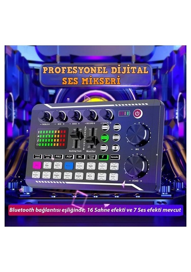 Yenilzd Stüdyo Ses Mikseri Şarjlı Dj Canlı Yayın Kondenser Mikro