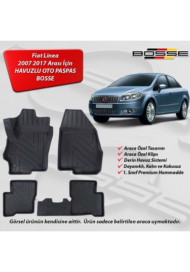 Fiat Linea Paspas Araca Özel 2007 Ve Sonrası BOSSE 3D Havuzlu Oto Paspas