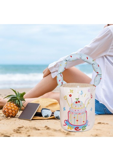 Homyl Kadın Kova Çantası Taşınabilir Çanta Günlük Sevimli Kek Kalıbı