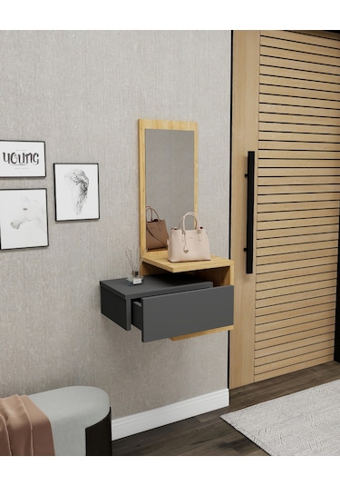 Arnetti Stella Aynalı Dresuar Duvara Monte Antrasit , Safirmeşe Antrasit - Safirmeşe