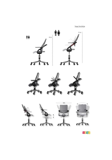 Creo Mobili Yükseklik Ayarlı Vega Plus Çalışma Sandalyesi, Ofis Ve Bilgisayar Koltuğu Sarı/sarı Gri