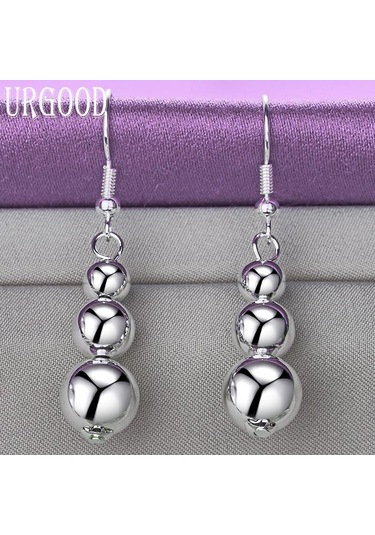 925 Ayar Gümüş Yuvarlak Kolye Küpe Hediye Moda Takı