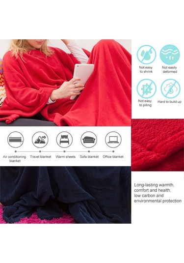 Sones İlkbahar Ve Sonbahar Yumuşak Ve Kalın Mercan Polar Battaniye Tv Battaniyesi Kırmızı